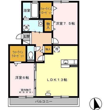 セジュール箕島(2LDK/3階)の間取り写真