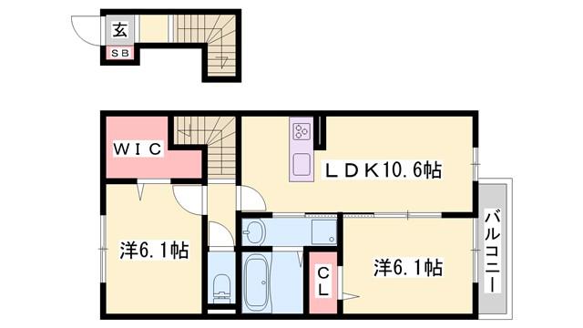D-ROOM社(2LDK/2階)の間取り写真