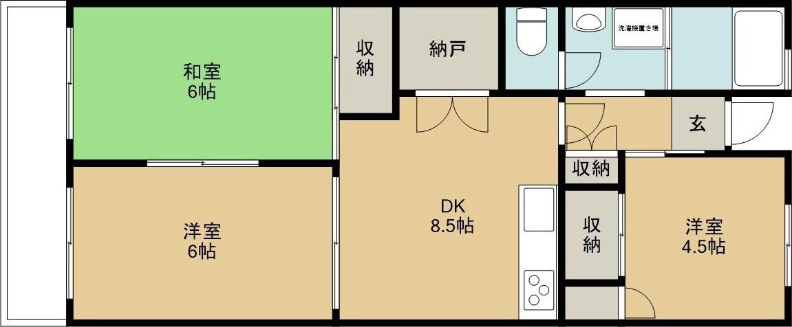 仙台市地下鉄南北線 広瀬通駅 徒歩4分 13階建 築51年(3DK/8階)の間取り写真