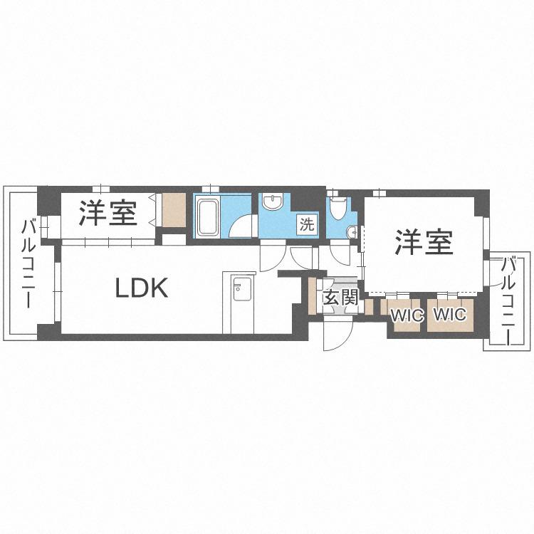 エスペランサ天神南(2LDK/5階)の間取り写真
