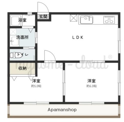 大丸ハイツ(2LDK/2階)の間取り写真
