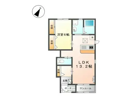 ペアリィ(1LDK/1階)の間取り写真