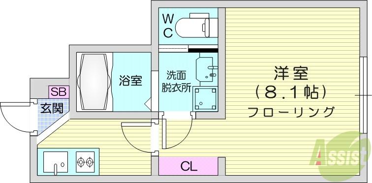 レクエルドⅠ(1K/1階)の間取り写真