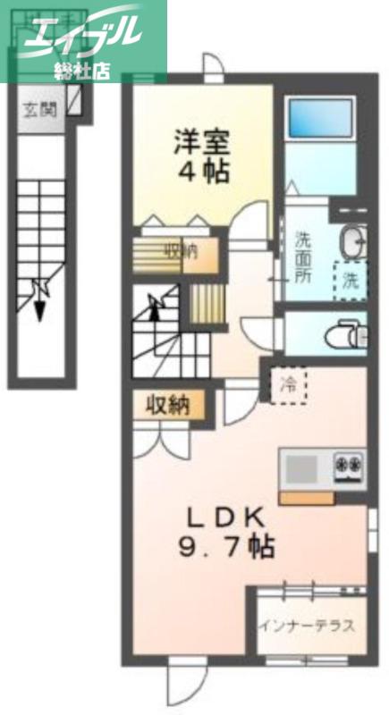 コーポレーヴ高松I(1LDK/2階)の間取り写真