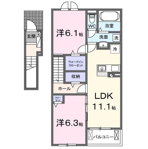 シグナル II(2LDK/2階)の間取り写真
