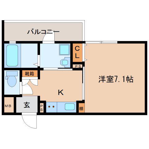 RAならまち(1K/3階)の間取り写真