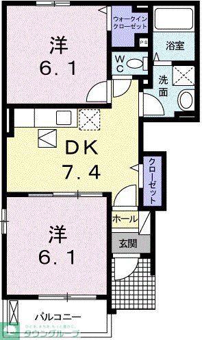 ルーブル(2DK/1階)の間取り写真