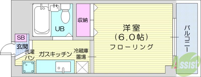 上杉サニーコーポA(1K/2階)の間取り写真