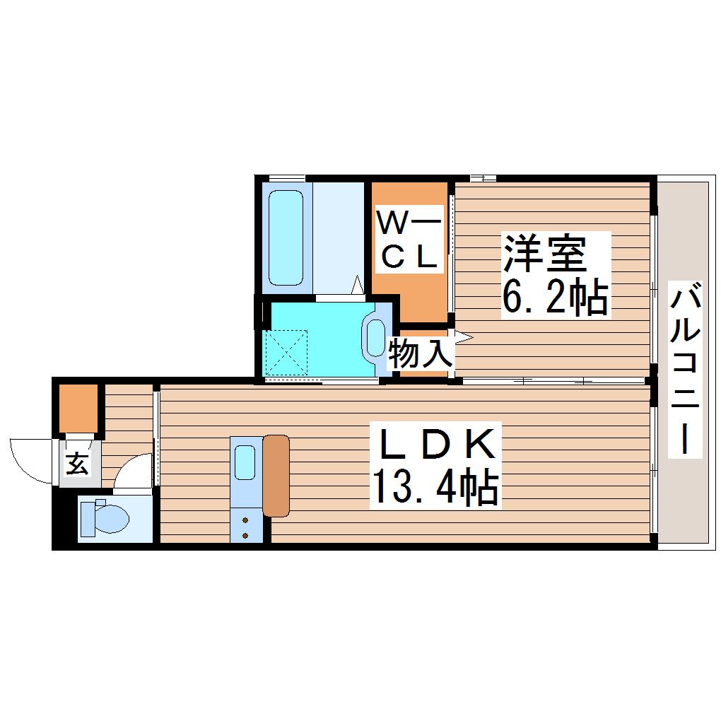 D-ROOM泉中央(1LDK/2階)の間取り写真