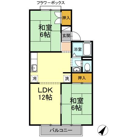 エクセル駿河台(2LDK/2階)の間取り写真