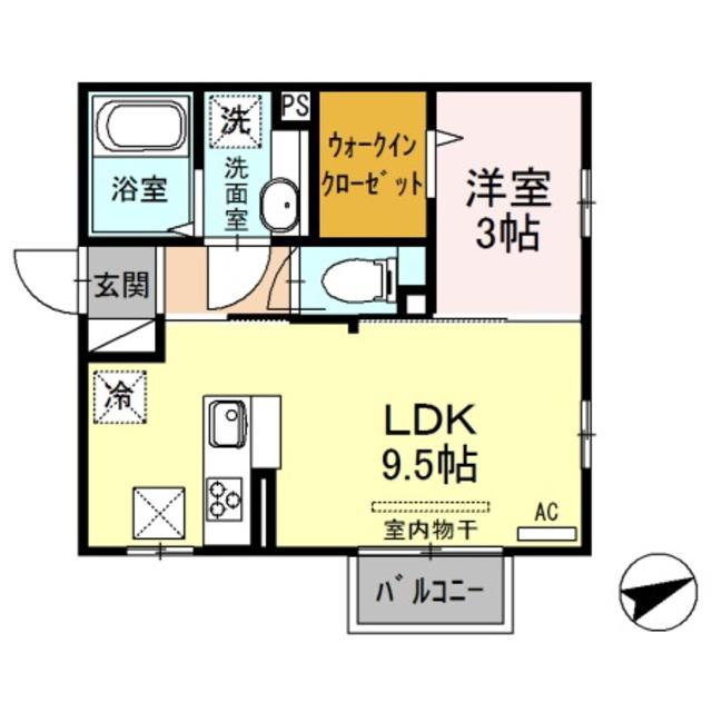 スクーデリア(1LDK/1階)の間取り写真