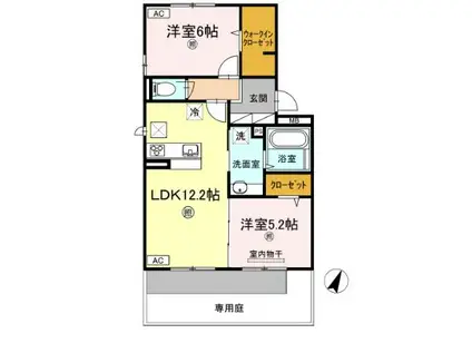 アコールジェンテ B棟(2LDK/1階)の間取り写真