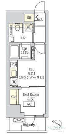 コスモグラシア新宿西早稲田(1DK/10階)の間取り写真