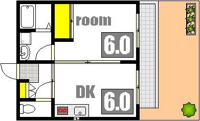 LS羽衣(1DK/1階)の間取り写真