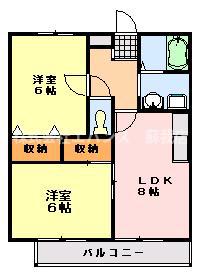 パナタウン白旗I(2DK/1階)の間取り写真