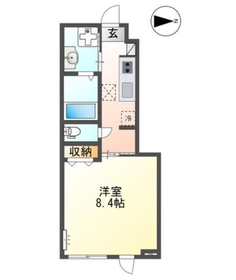 翠月荘 つむぎ(1K/1階)の間取り写真