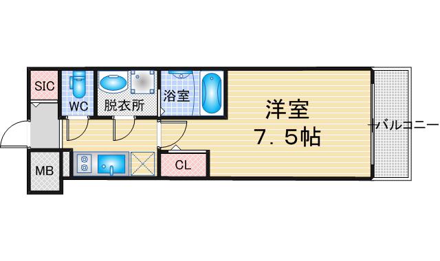 ディアレイシャス名古屋太閤通IV(1K/12階)の間取り写真