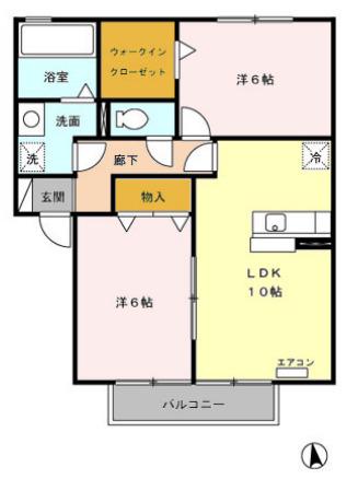 サンハイムカワムラ(2LDK/2階)の間取り写真