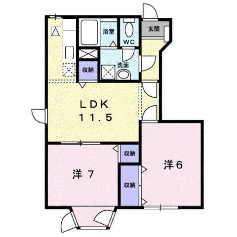 ファミール・シャトレ-C(2LDK/1階)の間取り写真