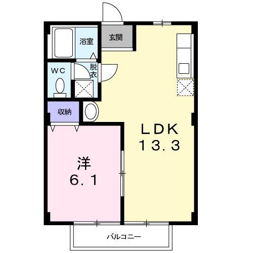 ニューシティ鈴木(1LDK/2階)の間取り写真