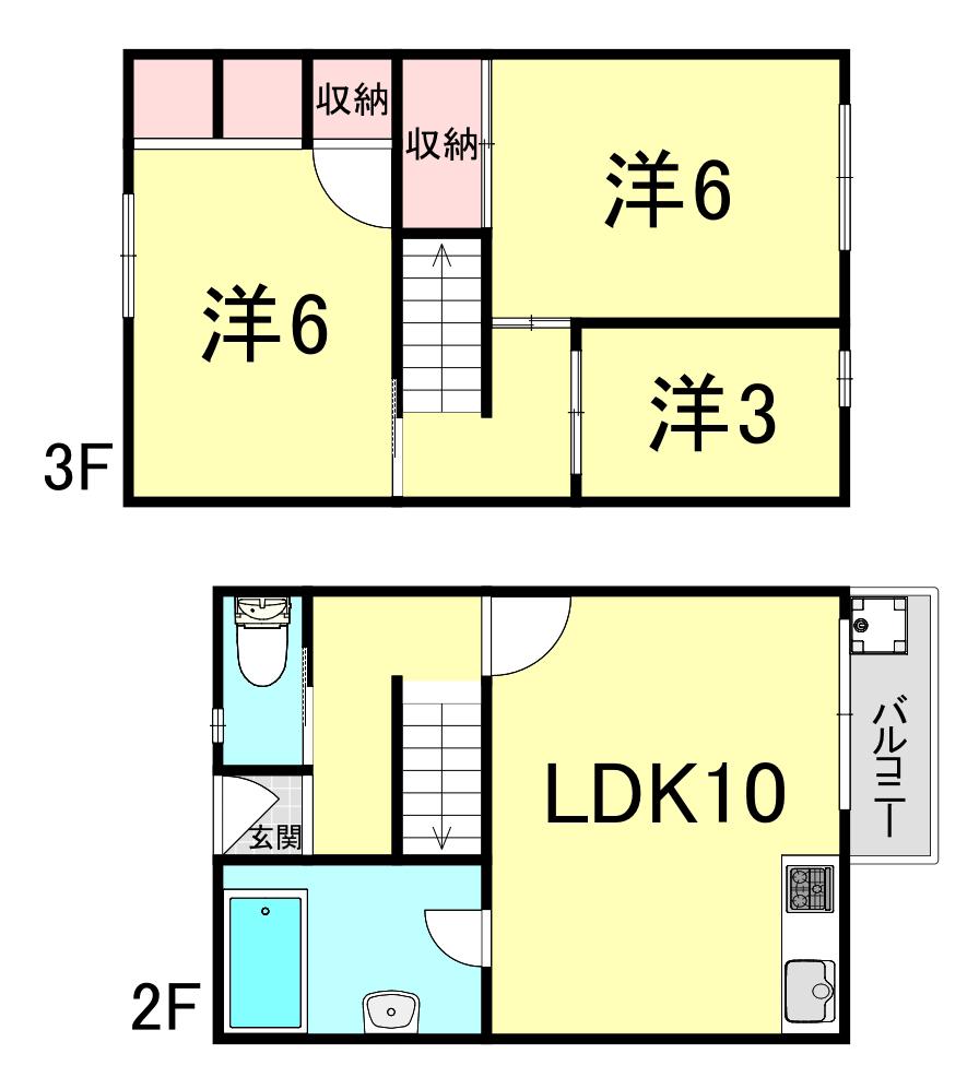 松が丘 17号棟(3LDK/2階)の間取り写真