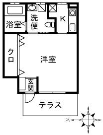 RONDII番館(1K/1階)の間取り写真