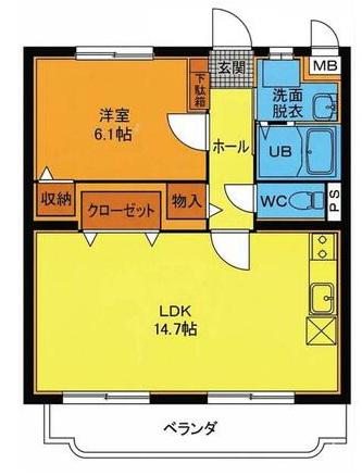 ユーミーやまいち(1LDK/2階)の間取り写真