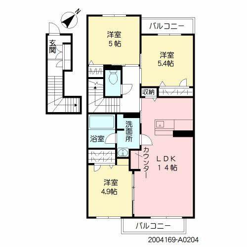 アミコートI(3LDK/2階)の間取り写真
