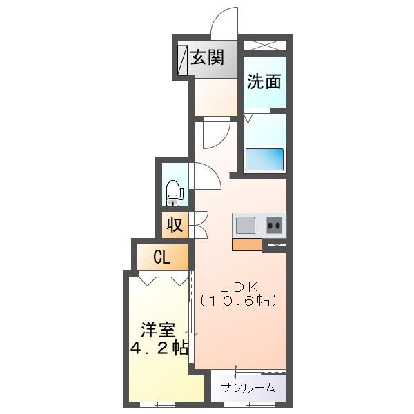 久居相川町 II(1LDK/1階)の間取り写真