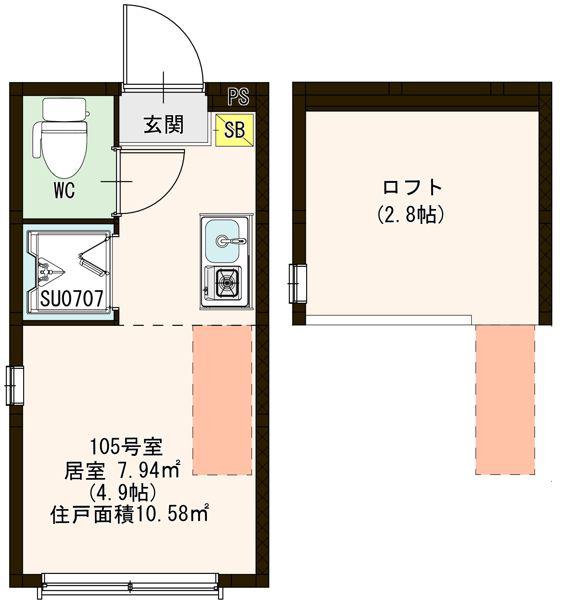 プランドール西荻(ワンルーム/1階)の間取り写真