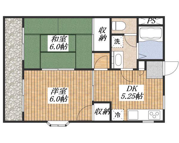 朋會マンションB(2DK/2階)の間取り写真