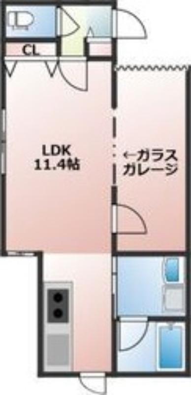 LIVING WITH MOTO(1K/2階)の間取り写真