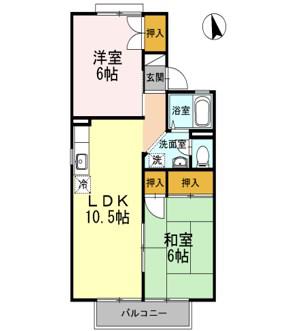 セジュール住吉(2LDK/1階)の間取り写真