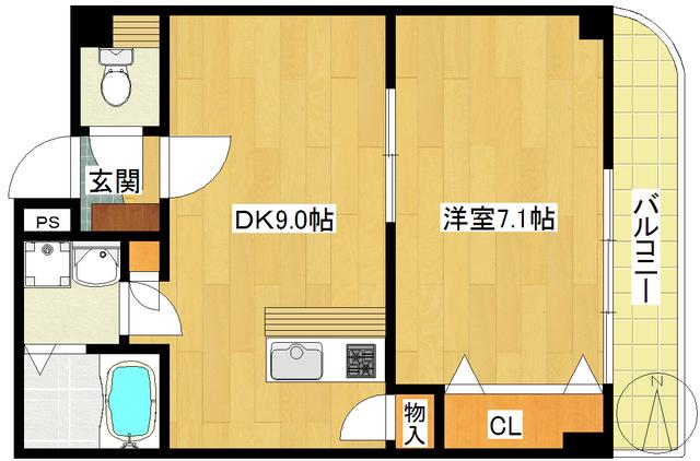 ロードツ-(1DK/3階)の間取り写真