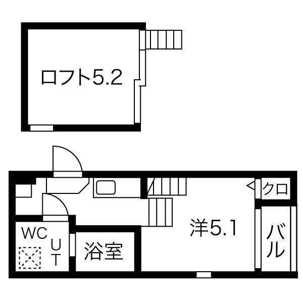 ハーモニーテラス川名町(1K/1階)の間取り写真