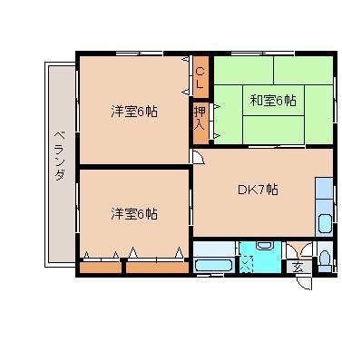 ロイヤルハイツ壱番館(3DK/1階)の間取り写真