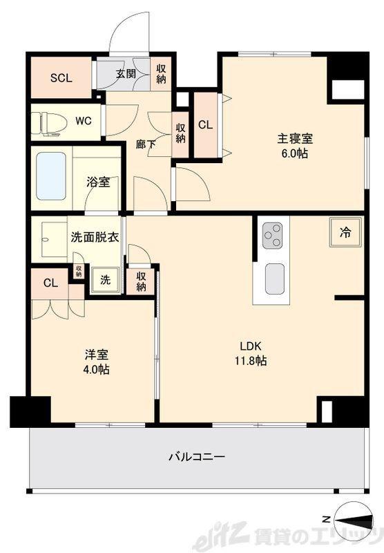 KI-LIGHT KINSHICHO(2LDK/5階)の間取り写真