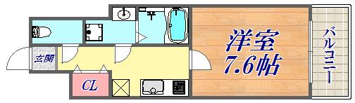 クオーレ三宮弐番館(1K/3階)の間取り写真