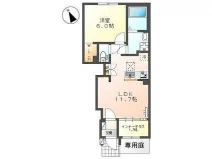 寒川町宮山アパート(1LDK/1階)の間取り写真
