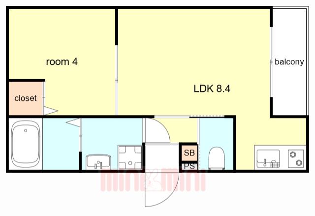 ARISTO出屋敷(1LDK/1階)の間取り写真