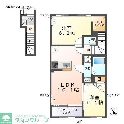 ZEUS野田I(2LDK/2階)の間取り写真