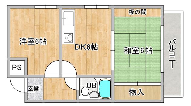 大和田ローズマンション(2DK/4階)の間取り写真