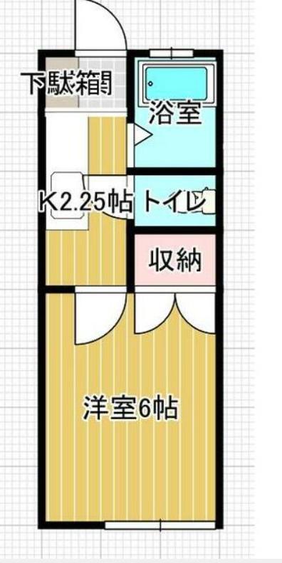 三陽ハイツ(ワンルーム/2階)の間取り写真