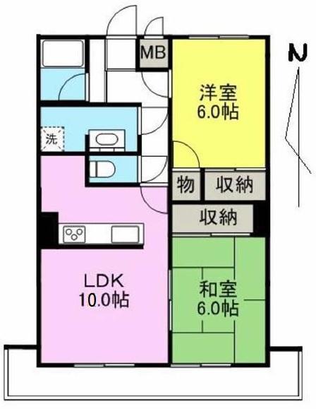 ベルメール香西(2LDK/2階)の間取り写真