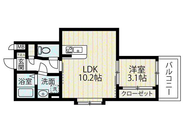 TIARAR1堅粕(1LDK/4階)の間取り写真