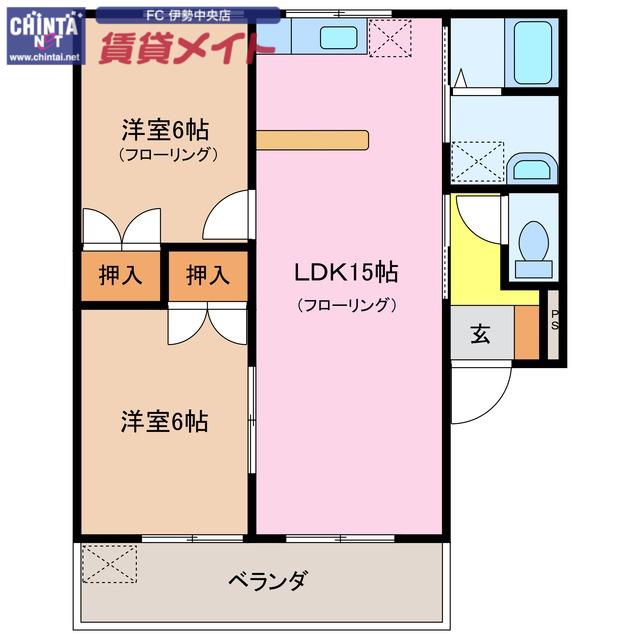 コンフォールセカンド(2LDK/2階)の間取り写真