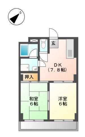 レビュート徳重(2DK/2階)の間取り写真