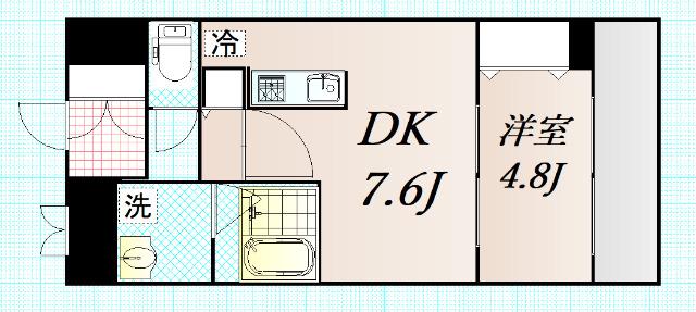 フォルテ福島(1DK/3階)の間取り写真