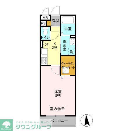 ベルレージュ エム(1K/1階)の間取り写真