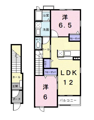 フラット・ハイムD(2LDK/2階)の間取り写真